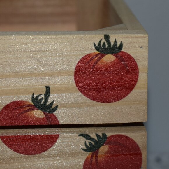 Small Country Cottage Farmhouse Wood Tomato Kitchen Storage Crate Box - Picture 3 of 11